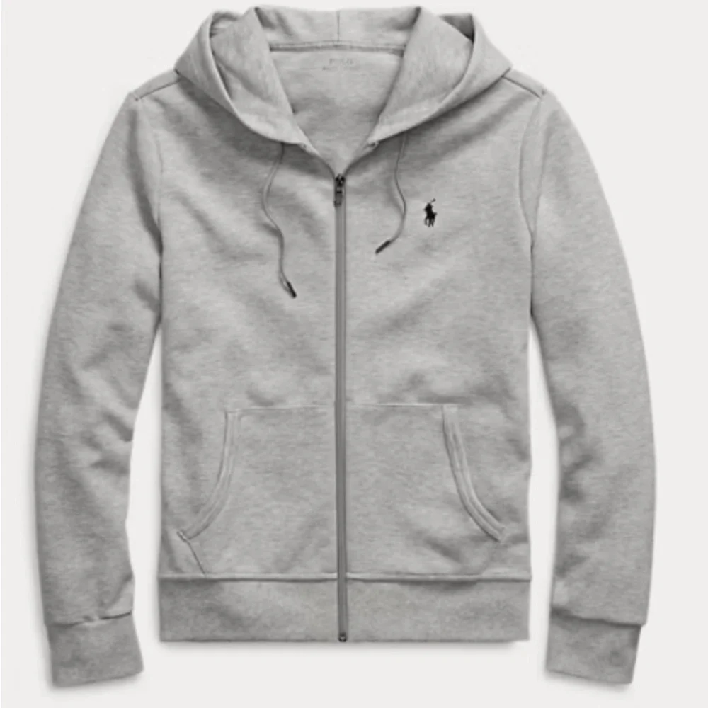 Polo Ralph Lauren Full-Zip Hoodie L NWOT Gray Double-Knit Fleece Casual Lounge